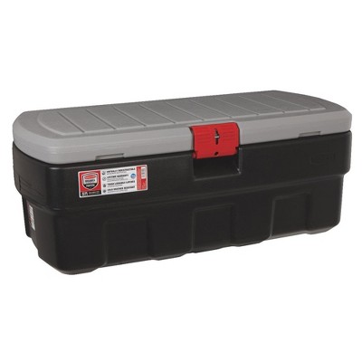 Rubbermaid Black Action Packer Lockable Latch Indoor and Outdoor Storage Box Container for Home, Garage, Backyard