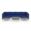 Costway 7 Piece Outdoor Furniture Set with Seat & Back Cushions Tempered Glass Coffee Table Navy/Gray - 2 of 4