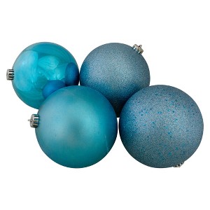 Northlight Shatterproof 4-Finish Christmas Ball Ornaments - 6" (150mm) - Turquoise Blue - 12ct - 1 of 3