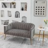 SEYNAR Modern Glam Comfy 50" Metal Legs Curved Sofa 2 Seaters Loveseat with Tufted Back - 2 of 4