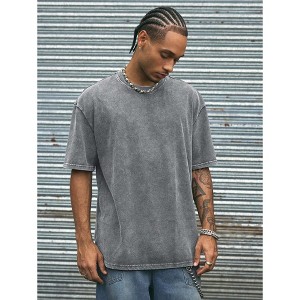 TIME HOLLOW Summer Solid Color Knit Crew Neck T-Shirt - Streetwear Inspired - 1 of 3