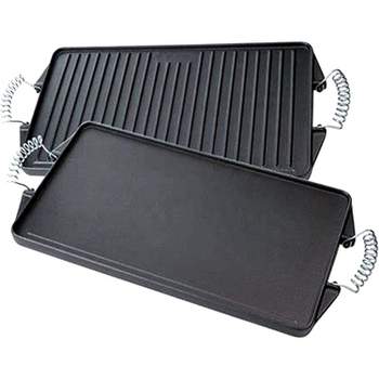 Bruntmor 17"x9" Pre-Seasoned Cast Iron Grill/Griddle Pan, with Easy Grip Handles