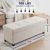 Ornavo Home Foldable Tufted 43 Inch Long Linen Bench Storage Ottoman with Legs - 2 of 4