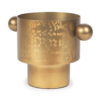HomeRoots 7" Gold Cast Iron Round Table Vase