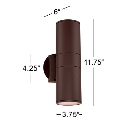 Bronze and Brown Aluminum Dual Light Outdoor Wall Fixture