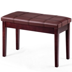 Infans Solid Wood PU Leather Piano Bench Padded Double Duet Keyboard Seat Storage Brown - 1 of 4