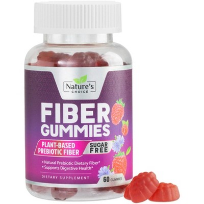 Sugar Free Fiber Gummies for Adults, Daily Prebiotic Natural Soluble Fiber Supplement & Digestive Health Support - 60 Gummies