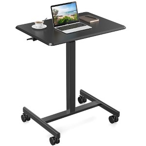 Computer Desk, Mobile Desk with Metal Frame and Leg, Adjustable Height 28.5 to 42.5 in, 4 Wheels, Ergonomic Rolling Laptop Desk for Home Office Black - 1 of 4