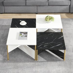 ModernLuxe Set of 4 Nesting Coffee Tables, Mid-Century Modern Accent Table, Adjustable Square Tables End Table - 1 of 4