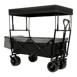 YONWAY Collapsible Wagon with Canopy & Mosquito net,Foldable Wagon Utility Outdoor Cart,480Lbs Weight Capacity for Camping,Shopping Use - 1 of 4
