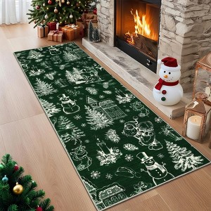 Nasitip Christmas Print Soft Area Rug Non-Slip Washable for Living Room Bedroom Holiday Decor - 1 of 4