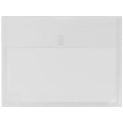 JAM Paper 12pk Plastic Expansion Envelopes with Hook & Loop Closure - Letter Booklet - 9 3/4 x 13 - Clear