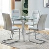 KWPZQEB Round Dining Table and Chairs for 4, Round Dining Table with Tempered Glass & Metal Legs, Paried With 4 High-quality PU Chairs for Dining Room - 3 of 4