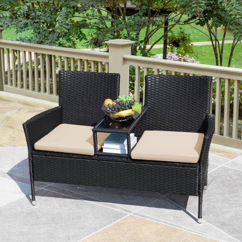 Black wicker patio table hot sale