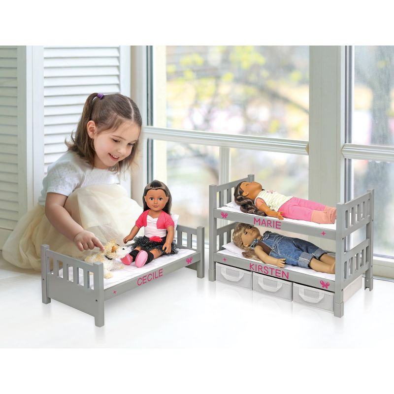 Badger Basket 1-2-3 Convertible Doll Bunk Bed with Baskets and Free Personalization Kit  - Executive Gray, 4 of 9