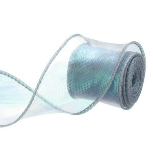 Unique Bargains Gift Wrapping Wide Sheer Wired Pastel Shimmer Iridescent Chiffon Ribbons 1 Pc - 1 of 4