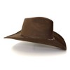 Western Express Brown Suede Finish Western Pinch Front Hat with Beaded Leather Roped Hat Band - 3 of 4
