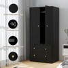 Angel Sar 66'' H Fluted Wardrobe, Contemporary Clothing Storage Cabinet with Gold Handles, Black - 4 of 4