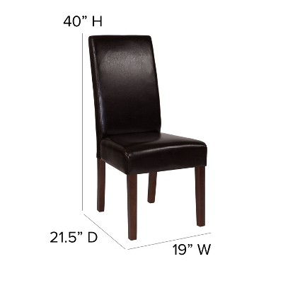 Mahogany LeatherSoft Upholstered Parsons Dining Side Chair, Set of 4