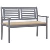 vidaXL Bench Grey, Beige Solid eucalyptus wood, 100% polyester 2-seater - 2 of 4
