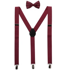 INSPIRE CHIC Gender Neutral Set Y Shape Adjustable Elastic Shoulder Strap Suspenders Bow Tie - 1 of 4