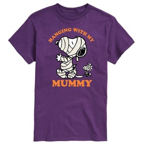 Men's - Peanuts - Snoopy and Woodstock Hanging with My Mummy Short Sleeve Graphic T-Shirt - 1 of 4