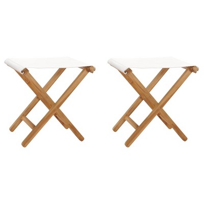 Folding Chair Set of 2 Cream White vidaXL