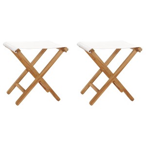 Folding Chair Set of 2 Cream White vidaXL - 1 of 4