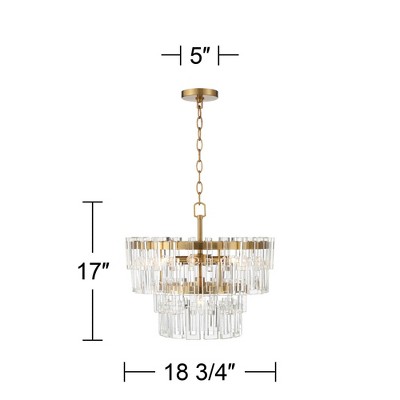 Burnished Brass and Crystal Drum Pendant Light 20.5"