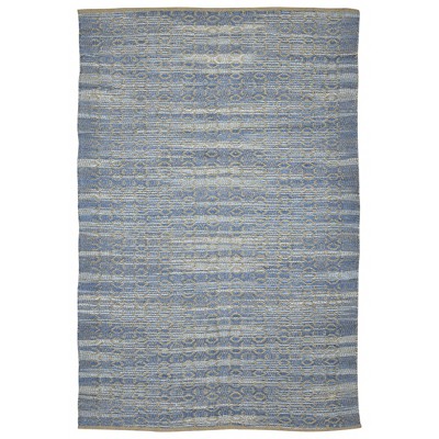 HomeRoots 8' X 10' Tan And Blue Jute Geometric Flatweave Handmade Area Rug
