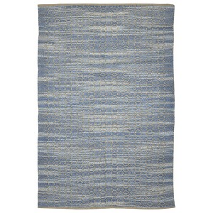 HomeRoots 8' X 10' Tan And Blue Jute Geometric Flatweave Handmade Area Rug - 1 of 4