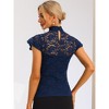 INSPIRE CHIC Women's Elegant Floral Lace Short Sleeve Keyhole Back Semi-Sheer Top - 4 of 4