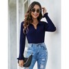 Womens Polo Sweaters V Neck Long Sleeve Collared Sweater Fall Lightweight Knit Pullover Jumper Tops Ruffle Casual Knitwear - 2 of 4