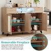 Rattan Sideboard Buffet Cabinet - with 4 Doors and 2 Drawers, Console Table Coffee Bar With Power Outlet, Adjustable Shelves for Kitchen, Dining Room - 3 of 4