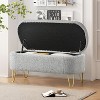 Okak Oval Storage Ottoman Bench with Soft Upholstered Metal Legs Storage Footrest Stool with Safety Hinge for Living Room, Entryway, Bedroom, Gray - 3 of 4