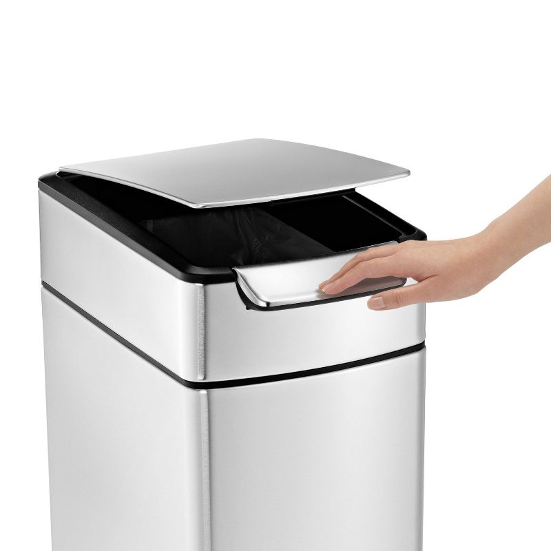 simplehuman 40L Slim Touch Bar Trash Can Brushed Stainless Steel, 5 of 8