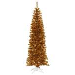Vickerman 7.5' Antique Gold Pencil Artificial Christmas Tree, Warm White Dura-lit LED Lights.