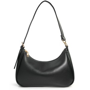 Women's Crescent Shoulder Bag Vegan Leather Chain Cross body bag Convertible Handbag (Black) - 1 of 4