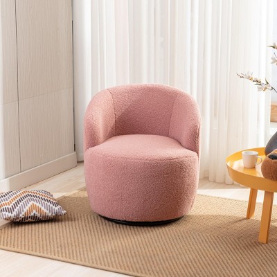 360° Swivel Chair, Soft Touch Modern Teddy Tiny Upholstered Barrel Varity Sofa for Living Room, Bedroom, Indoor Furniture - The Pop Home
