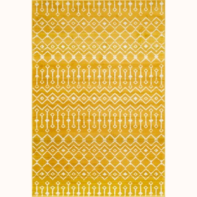 Yellow and Ivory Trellis 6' x 9' Synthetic Indoor Rug
