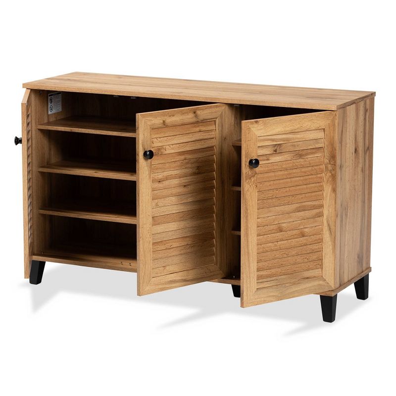 Coolidge Wood 3 Door Storage Cabinet Oak Brown - Baxton Studio, 3 of 14