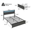 coucheta Queen Bed Frame with & LED Lights Headboard, Platform Bedframe with 2 Storage Drawers - 3 of 4