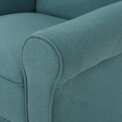Thelma Dark Teal Fabric Recliner with Birch Legs