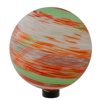 Northlight 10" Orange and Green Swirl Designed Outdoor Garden Gazing Ball