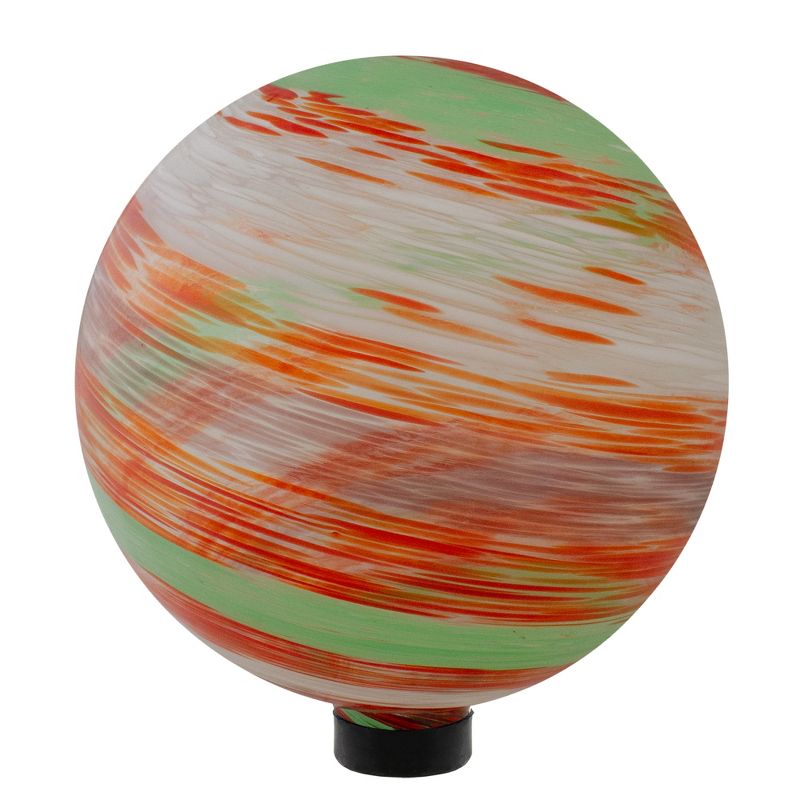 Northlight 10" Orange Swirl Designed Outdoor Garden Gazing Ball, 1 of 5