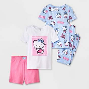 Girls' Hello Kitty 4pc Snug Fit Pajama Set - Pink/Light Blue