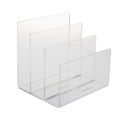 Mind Reader Three Section Acrylic File Folder Organizer, Clear