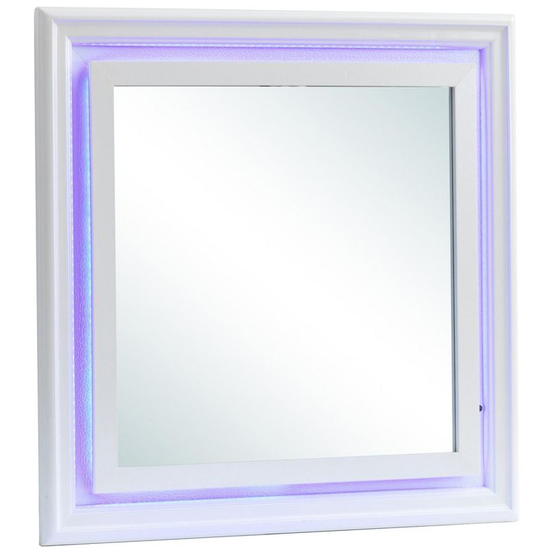 Passion Furniture Lorana 38 in. x 38 in. Modern Square Framed Purple Dresser Mirror, 2 of 6