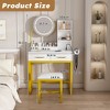 KTMBDW Modern Vanity Desk with Mirror, LED Lights and Power Outlet Makeup Vanity Table with 2 Drawers and 2 Metal Leg for Bedroom Dressing Room - 4 of 4