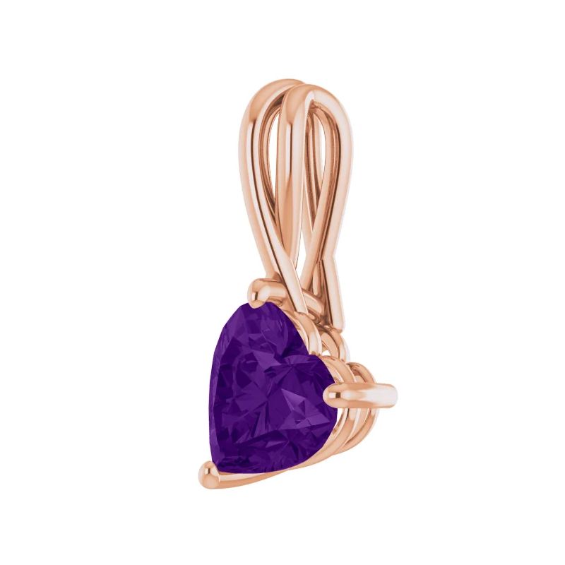Pompeii3 2ct Amethyst Women's Heart Pendant in 14k Gold Necklace 6mm Tall, 2 of 5
